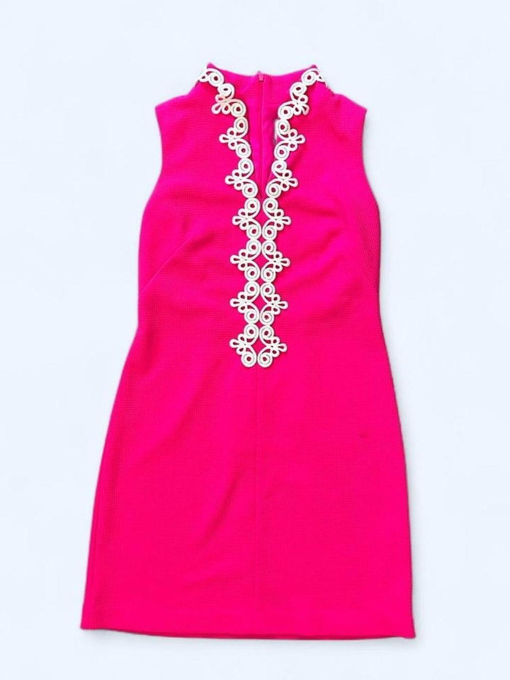 Vince Camuto Hot Pink Sleeveless Dress with White Appliqué Trim